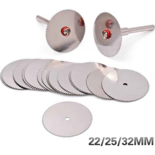 10pcs Kit Mini HSS Circular Saw Blade Rotary Tool Metal Discs Tool Free 2pcs Rod Rotary Cutting Woodworking Power Dril