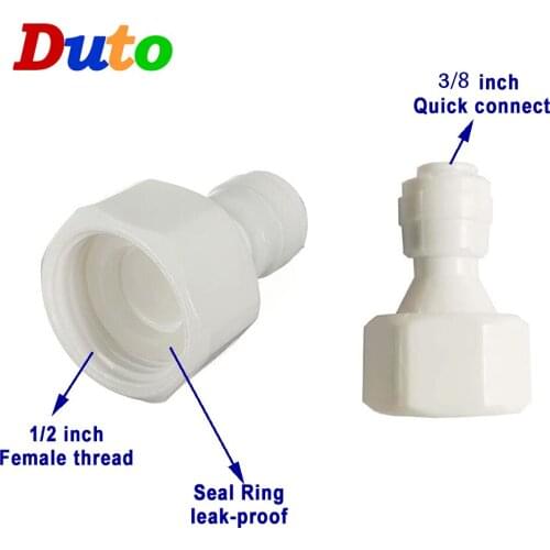 2PCS Reverse Osmosis Coupling 1/2 inch screw thread TO 3/8 inch 9.5mm OD Hose quick Connector RO Water Plastic Pipe Fitting