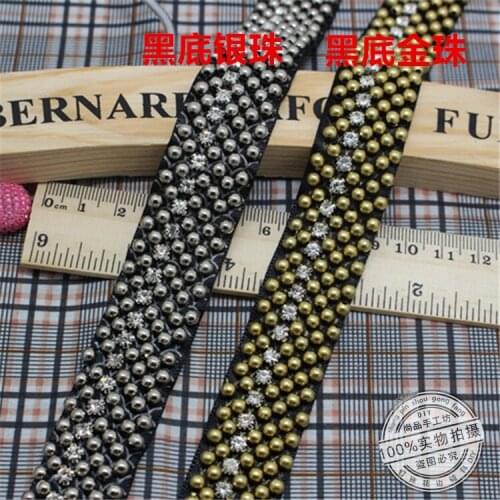 2Yards Gold Silver Beads Lace Embroidered Applique Trim Decorated Lace Neckline Collar Sewing Accessories Encaje Dorado