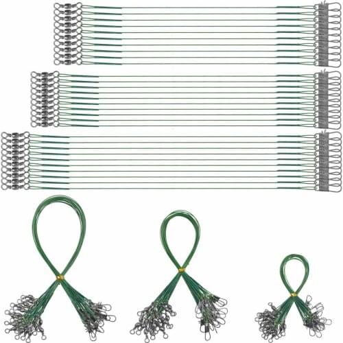 300Pcs Steel Fishing Line Wire Leader With Swivel Snap Connect Tackle Lures Rig Hooks Fishing Accessories For Pike Bass