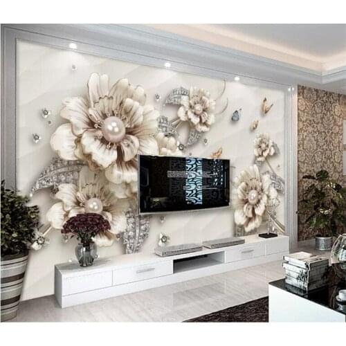 Papel de parede 3d Custom Jewel flowers photo wallpaper 3d living room TV sofa large mural 3d photo murals wall paper