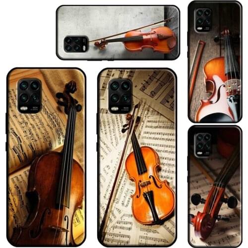Elegant Wooden Violins Bow Sheet Music Case For Xiaomi Mi 11 Lite Ultra 9T 10T Pro Mi Note 10 Lite POCO F3 M3 X3 Pro TPU Cover