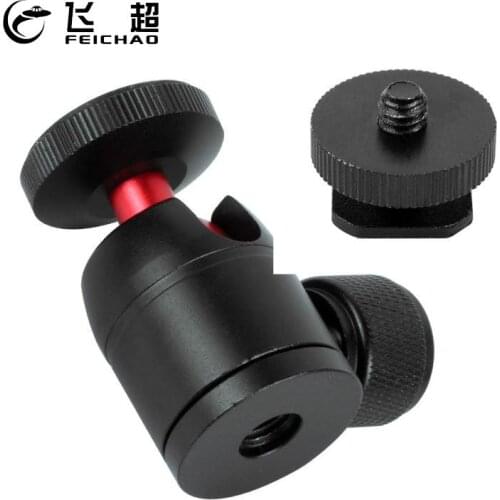 FEICHAO 360 Degree Rotating Mini Ball Head Ballhead Tripod Hot Shoe Adapter to 1/4 Screw Mount for DSLR Camera Accessories