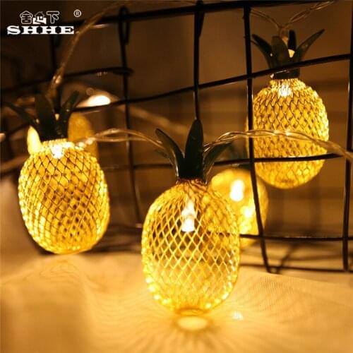 Battery Operated String Lights 5M 40 LED Iron Pineapple Fairy Lights for Garden Christmas Wedding Party Holiday Decoration