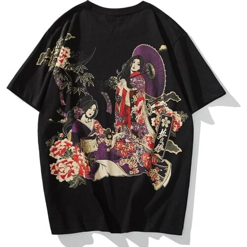 Japanese style tide brand sword cutter cotton round neck straight cotton short-sleeved T-shirt printing Ukiyo-e half sleeve