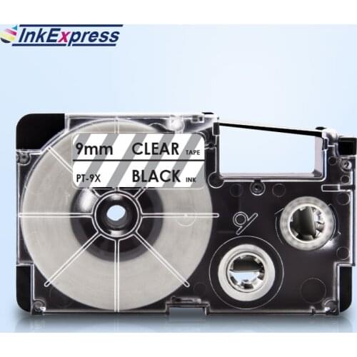 InkExpress 9mm XR-9X Tape For CASIO XR-9X Label Tape Black on Clear Printer Ribbon XR 9X For CASIO Label Maker KL-100 KL-120