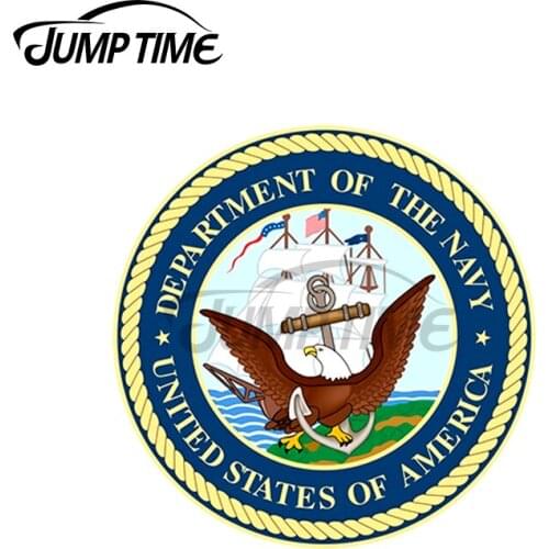 JumpTime 13 x 13cm For United States Navy Logo Car Sticker Windshield Trunk Decal Waterproof Sunscreen Car Door Protector