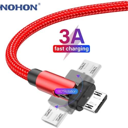 180 Rotation Micro USB Cable For Xiaomi Redmi HTC USB 3A Fast Charge Phone Charging Wire Cable For Samsung Android Phone Charger
