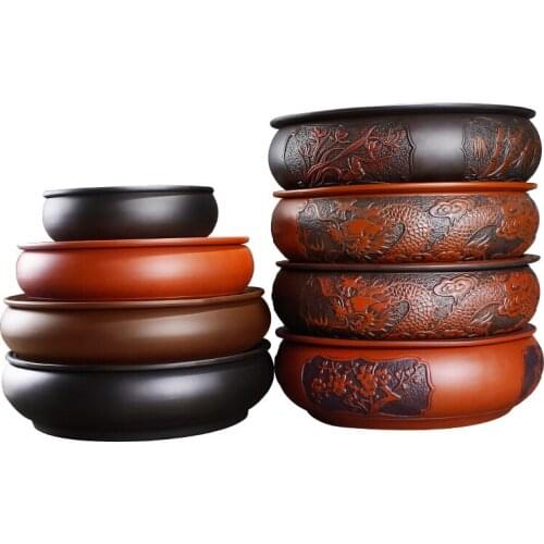 Water Storage Type Zisha Chinese Tea Set Large Tea Tray Ceramic Round Dry Bubble Tea Table Antique Double Dragon Tea Tray