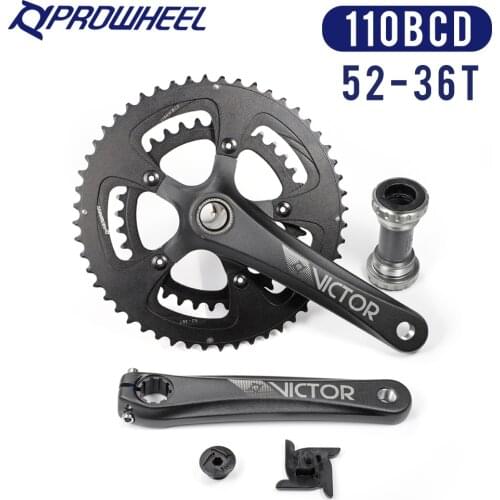 PROWHEEL Road Bike Crank Sprocket Set 52-36T 110BCD 10/11 Speed 170mm Hollow Double Sprockets 958g/set Al-alloy Bicycle Crankset