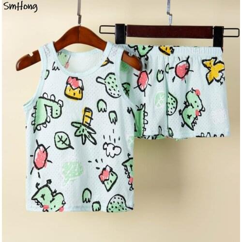 Clothing Sets Girl Clothing Summer Sleeveless Cotton Boy Sets Children Dinosaur Pajamas Baby Girl Outfits Boys Clothes for 1-9T