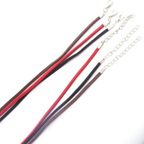 10pcs/lot 45*3mm Korean Velvet Cord Adjustable Braided Rope Lobster Clasp Findings for DIY Necklace Bracelet Jewelry Making