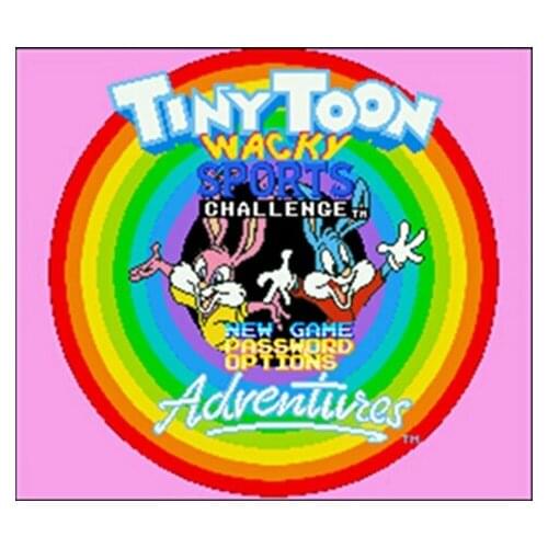 Tiny Toon Adventures - Wacky Sports Challenge USA Version 16 bit English Big 46 pins Grey Game Card For NTSC Game Player