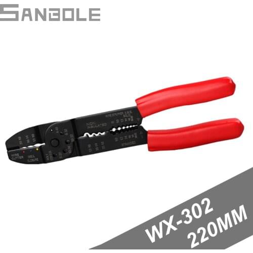 WX-302 Multifunctional Cold-pressed Terminal Wire Clamp 9 Inch Wire-stripping Clamp Flat Mouth Steel 220mm 9 Inches