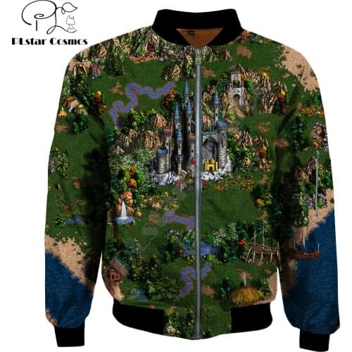 2019 Fashion Mens bomber jackets Game Heroes of Might & Magic Printed 3d Zip Long Sleeve Pullover Unisex Zipper jacket WS99