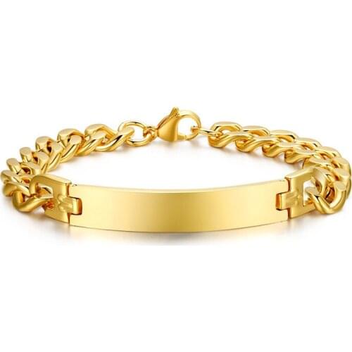 Fashion Stainless Steel Mens Bracelet Plating Gold Color Link Chain Bracelet Cool Party Jewelry