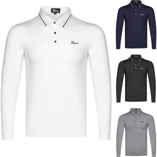 Fall / winter 2020 new golf mens breathable quick drying sweat wicking long sleeve outdoor sports loose T-shirt polo shirt