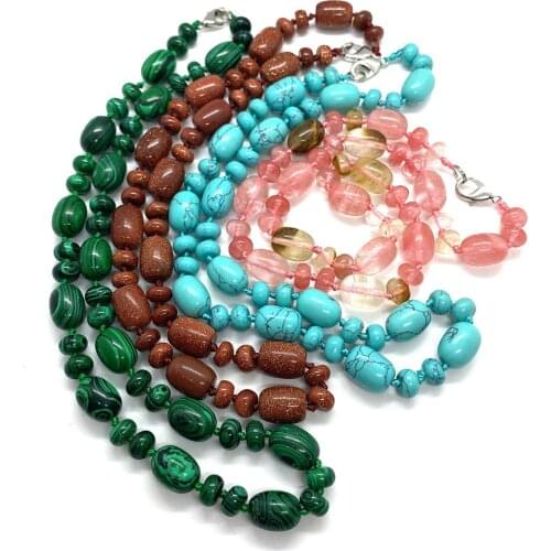 Natural Stone Golden Sand Stone Malachite 10x14mm Polygonal Bead 5x9mm Abacus Bead Fashion Necklace Approximately 18 Inches