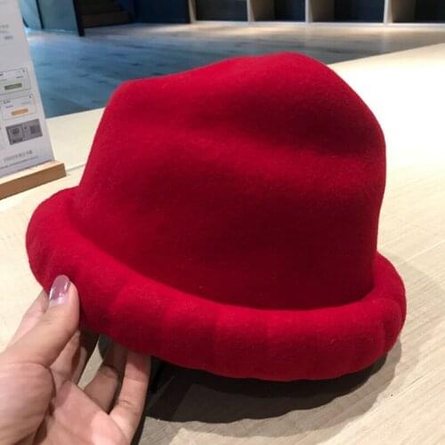 New winter homburg female ins high Appearance level cap wool Contracted hat for women fashion tide society