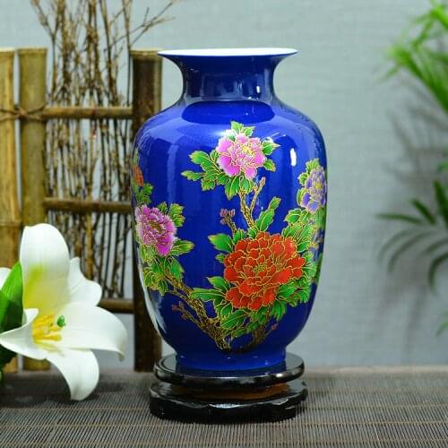 New Chinese Style Jingdezhen China Red crystal glaze flowers bloom vase modern home decoration handicraft living room decoration