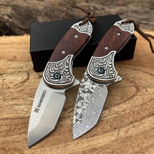 New SAMSEND D2 andVG10 damascus steel blade Folding Knife EDC tools Send high-end gift box