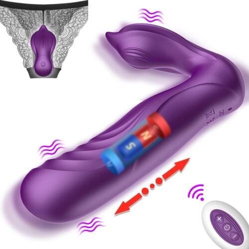 Telescopic Dildo Vibrators Wearable Anal Plug Vibrators Vagina Stimulator Wireless Remote Butt Plug Adult Sex Toys for Women