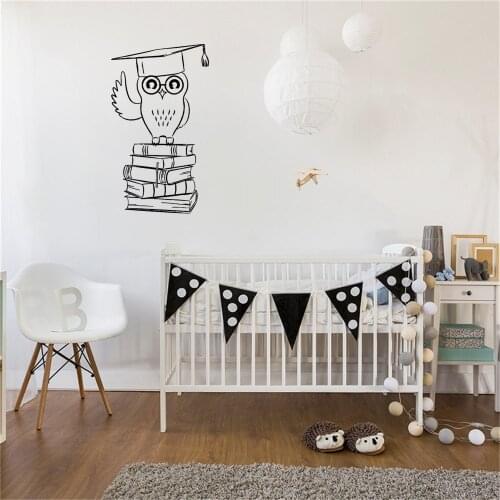 Creative Owl Wall Decal For College Education Student Books Study Teen Room Art Room Wall Decal Wallpaper Vinyl dw20184