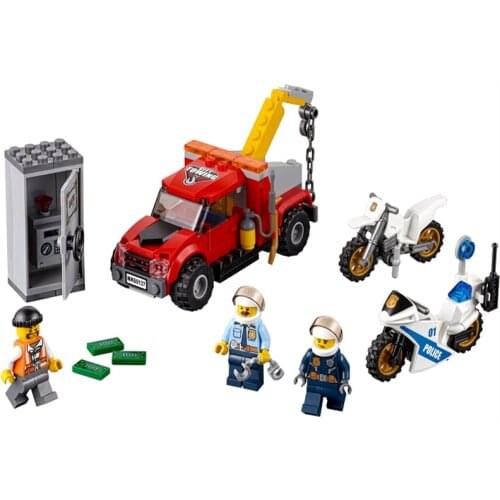 158pcs 10655 City Police Series Tracking Heavy Trailer 60137 Boy Assembled Building Block Toy Gifts
