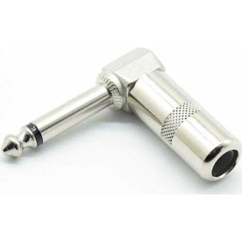 1pc 6.35mm / 6.5mm 2 Pole Mono Amplifier Microphone Plug 6.35 / 6.5 90 Degrees Audio Connector TRS Plug