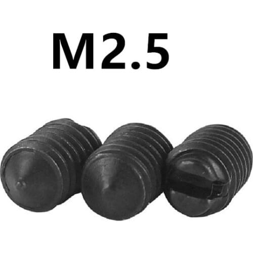 300/400PCS M2.5x3/4/5/6/8mm GB71 DIN553 Black Carbon Steel slotted set screw with cone point