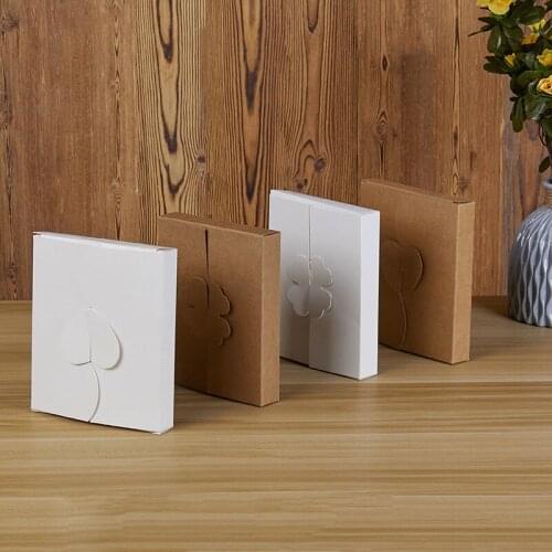 300pcs/lot Kraft Paper Gift Boxes Cake knife and fork Packing Box DIY Handmade blank Favor Clover Paper Boxes