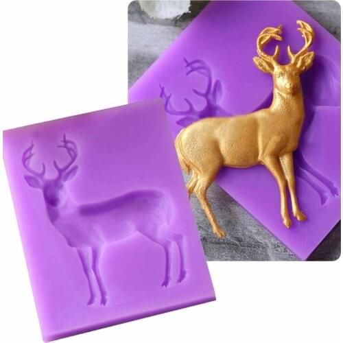 3D Silicone Buck Deer Elk Shape Fondant Mould Cake Decor Sugar Chocolate Moulds