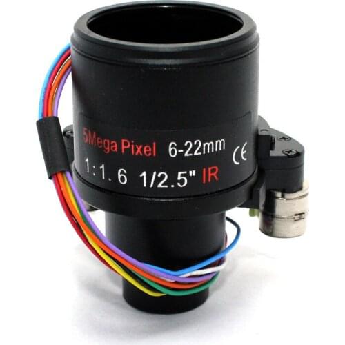 HD 5MP 6-22mm Motorized HD CCTV Camera Lens D14 Mount 1/2.5" Image Format F1.6 DC Zoom DC Focus