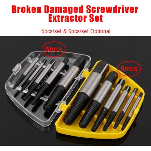 5Pcs/set Steel Broken Speed Out Damaged Screw Extractor Drill Bit Guide Set Broken Bolt Remover Easy Out Set