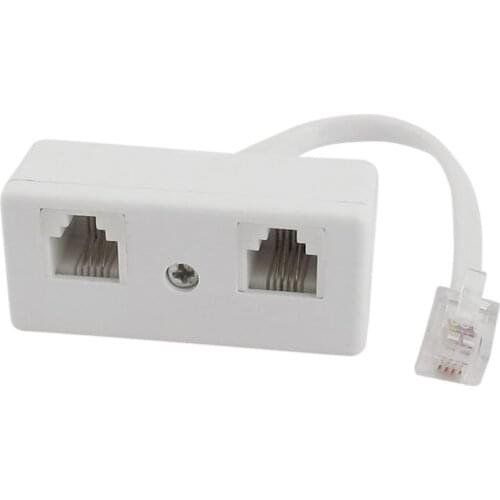 6P4C RJ11 Male to Dual Female Telephone Line Splitter Connector Adapter