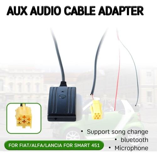 Bluetooth Aux Receiver Cable Adapter for Alfa Romeo 159 for Fiat Grande Punto Hands-free Hifi aux module for 6 Pin CD Head Unit