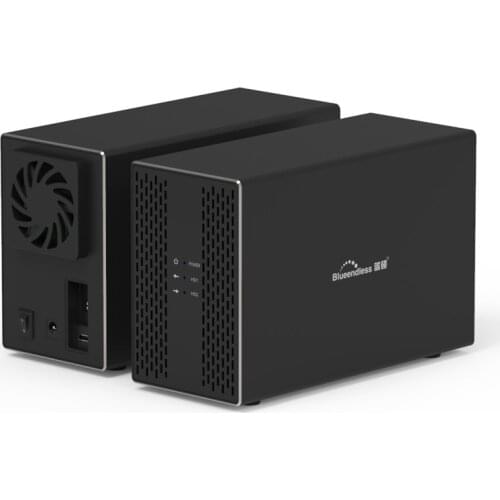 Blueendless Aluminum Tool Free 2 Bay 3.5" SATA to USB 3.0 External Hard Drive Enclosure Support 2x 10TB Drive