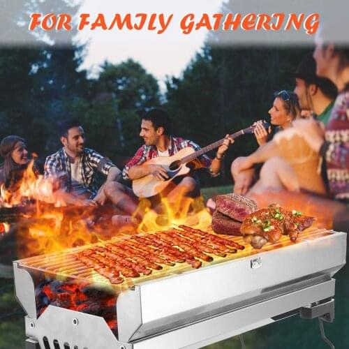 Large Barbecue Grill Portable BBQ Grills Charcoal Foldable Stainless steel Grill Stove For Picnic Barbecue Outdoor Camping Tool