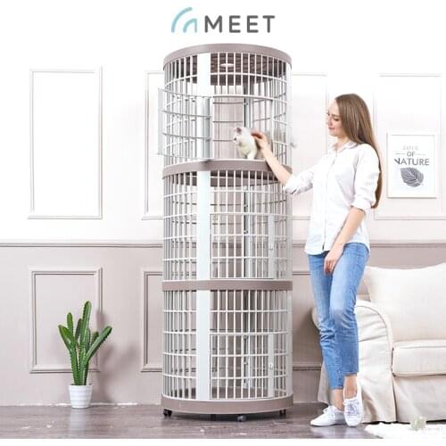 Large Multilayer Cat House Japanese Home Cat Cage Indoor Pet Beds Dogs Kennel Large Space Circular Cat Litter Box Cat Shelves