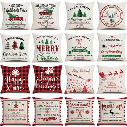 Christmas Decor Pillow Cover 45x45cm Winter Farmhouse Holiday Throw Pillowcase Xmas Decorative Cushion Case for Seat Chair Sofa