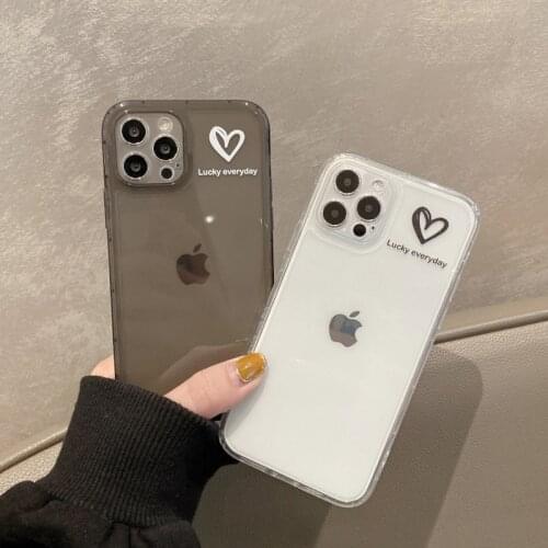 Ottwn Love Heart Frame Transparent Phone Case For iPhone 12 Pro Max 11 Pro Max X XR XS Max 7 8 Plus SE 2020 Soft TPU Back Cover