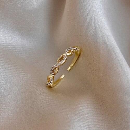 Design Sense New Gothic Cross Twist Golden Opening Rings For Woman 2021 Fashion Korean Jewelry Wedding Party Girls Unusual Ring