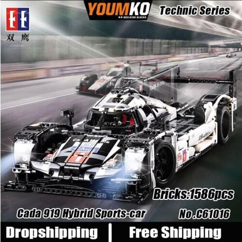 Cada MOC High-Tech Series Supercar Endurance Racing Building Blocks 1586pcs Bricks Toys Gift Remoto Control Car