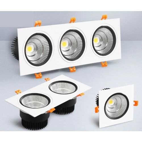 Square dimmable LED downlight, 7W, 9w, 12w, 15w, cob, 220V/110V led spotlight, recessed ceiling, square led panel light