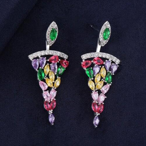 LARRAURI Cubic Zircon Drop Dangle Earrings Women Charms Women Water Drop Earrings Korean Leaves Wedding Engagement Jewelry