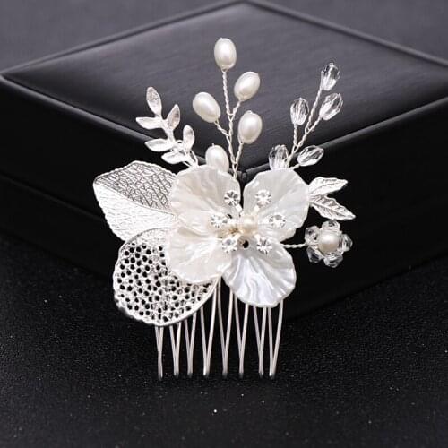 Trendy Handmade Bridal Wedding Hair Combs Hair Accessories Crystal Pearl Flower Headpiece Women Hair ornaments Jewelry