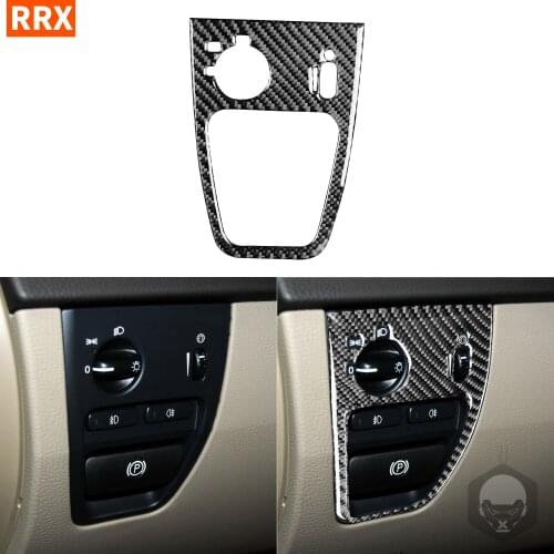 For Volvo XC90 2003-2014 Black Color Carbon Fiber Stickers Headlight Switch Button Panel Cover Trim Interiors Car Accessories