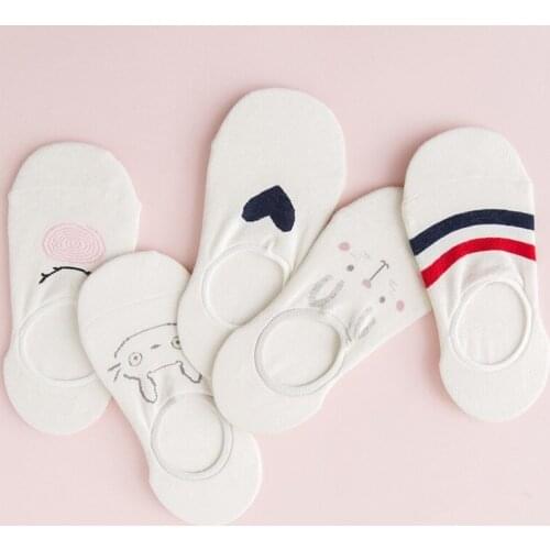 5pairs/lot Casual Socks Women Cotton Candy Color Slippers Invisible Socks Summer Funny Solid Cartoon Sock For Girls Female