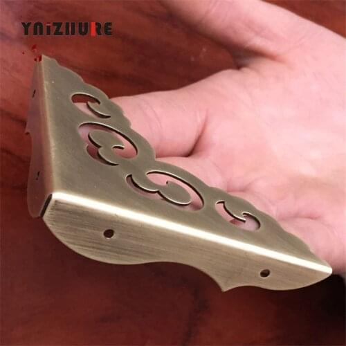 4pcs 65MM Antique Copper Wrap Angle Brass Gusset Carving Door Decoration Corner Copper Sheet Stitch Frame Lens Firame