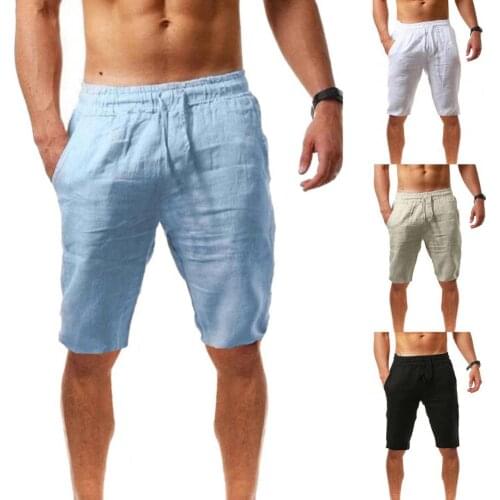Solid Color Shorts Men Casual Shorts Summer Breathable Cotton Flax Shorts Men Loose Shorts Fifth Pants Mens Shorts short homme